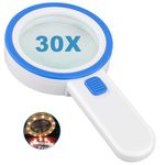 Magnifying Glass with 12 LED Lights, 3X Double Glass Lens Handheld Illuminated Magnifier Reading Magnifying Glass with for Seniors Read, Coins, Stamps, Map, Inspection, Macular Degeneration (Blue)