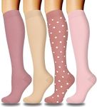 Aoliks Pink Compression Socks for Women & Men,Circulation Socks for Pregnancy Support Nurses Hiking