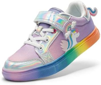 DREAM PAIRS Girls Shoes Sneakers Kids Toddler Rainbow Shoes Storybook Casual School Walking Shoes,Size 1 Little Kid,Rainbow/Silver,SDFS2308K