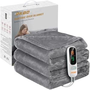 PKBD 200x180CM Coperta Riscaldante Elettrica,9 Impostazioni di Riscaldamento e Timer di Spegnimento Automatico Fino a 9H,Adatto per la Casa e I'ufficio,Display a LED, Lavabile a Macchina, Grigio