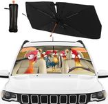 CHILL·TEK Funny Animals Car Windshield Umbrella, Rooster Sun Shade Umbrellas for Car Front Window,Block UV Rays Foldable Windshield Umbrella Sun Visor Protector-Keep Vehicle Cool for Most Vehicles