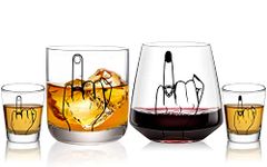 Wedding Gift for Couples - Unique Engagement Gift for Couples,Unique Bridal Shower Gift,Bride and Groom Shot Glasses,Wine&Whiskey Glass Gift for Mr and Mrs,Newlywed,His and Hers Gifts