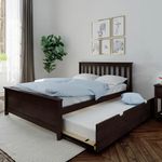 Max & Lily Solid Wood Full-Size Bed with Trundle Bed, Espresso