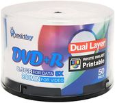 Smart Buy 50 Pack DVD+r Dl 8.5gb 8X DVD Plus R Double Layer Printable White Inkjet Blank Data Recordable Media 50 Discs Spindle