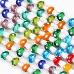 40pcs Mushroom Bead Mixed Color Fashion Murano Handmade Lampwork Glass Smooth Loose Beads Holes Beads Fit Jewelry Making Findings Charm