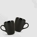 Indulge Homes Black Matte' Stoneware Ceramic Coffee Mug Microwave Safe Dishwasher Safe Modern Coffee Mugs With Handle For Tea Coffee Latte Cappuccino (Black Matte Set Of 2), 300 Ml