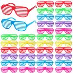 60 Pack Shutter Shades Glasses Bulk Party Favors, 80s Neon Color Plastic Glasses Eyewear Party Supplies for Kids Adult