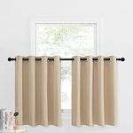 NICETOWN Kitchen Window Treatment Small Valances - Plain Solid Grommet-Top Valance Curtain for Kitchen Window (Biscotti Beige, 1 Pack, 52 inches Wide x 36 inches Long + 1.2 inches Header)