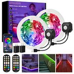 Motion Sensor Under Bed Lights,2*13.12Ft RGB Color LED Strip Lights with Constant On,Motion Activated,Light Sensing 3 Modes,App & 2.4G Remote Control USB Music Sync Stair Lights for Bed Cabinet Closet