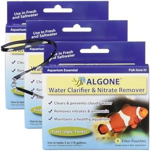 moofin Algone Aquarium Water Clarifier for Fish Tank, 6 Pouches - Nitrate Remover Aquarium Freshwater with SS Pet Training Whistle, Water Clarifier for Fish Tank Cleaner Bio-Availability, Pack of 3