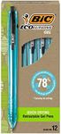 BIC Ecolutions Ocean-Bound Plastic Gel Pens, Medium Point (1.0mm), 12-Count Pack, Retractable Black Ink Pens Made from 78% Ocean-Bound Recycled Plastic Excluding Ink Cartridge