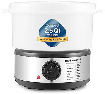 Elite Gourmet EST250 2.5 Quart Electric Compact Mini Food Vegetable Steamer, 400W with BPA-Free Tray, Auto Shut-off 60-min Timer, Veggies, Seafood, Chicken, Egg Cooker and more