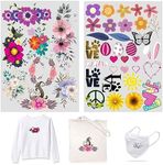 45Piece Iron On Heat Flowers and Cute Images Fabric Vinyl Letter DIY for Sport Jerseys T Shirts Clothes Slogan Printing Crafts Decoration