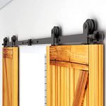 TSMST 10FT Sliding Barn Door Hardware Kit for Double Wood Door, Heavy Duty Sturdy Barn Door Track - Smoothly and Quietly - T Style