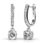 LILOVE Hoop Loop Earrings 925 Sterling Silver with Element Crystal Sparking Jewellery Box for Mother Women Girl & Wife