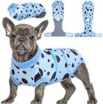 Kuoser Dog Surgery Recovery Suit, Anti Licking Pet Surgical Suit for Dogs Male Neuter, Female Dog Surgery Suit for Spay Subsititute E-Collar Cone, Dog Body Suits After Surgery Blue Polka Dot XS