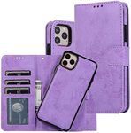 for iPhone 11 Case Pro MAX XS XR 6 7 8 Magnetic Leather Removable Wallet Flip Card Storage Cover (for Apple iPhone 11, Purple)