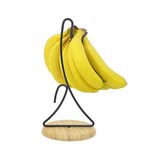 ANVELEM Banana Hanger Tree - Modern Banana Holder With Bamboo Base With Hook For Bananas Bunch, Kitchen Accessories, Stable Banana Stand For Kitchen Counter (Black)