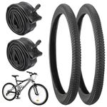 yeesport 2 Pcs Mountain Bike Tires 20” X 1.95” with 2 Pcs Bike Tubes 20” X 1.75”-2.125” AV 32mm Valve, Beach Cruiser Bike Replacement Tires Tubes, Puncture-Resistant Bicycle Tires