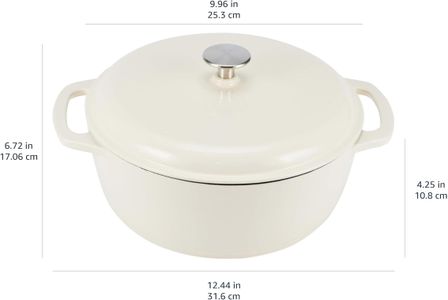 Amazon Basics Enameled Cast Iron Dutch Oven – Round Casserole Pot