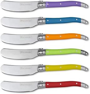 Slitzer Germany Butter Knife Set - European-Style Spreader Knife with Stainless Steel Blade - Easy Grip Colored ABS Handles - 6-Piece Set