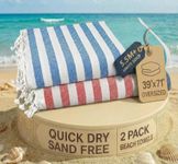 LANE LINEN Beach Towels For Women, 2 Pack Large Turkish Towels Oversized, Pre-Washed, No-Shrink Sand Free Towel, Quick Dry, Lightweight Travel,Soft Beach Essentials 39"x71" - Stripe
