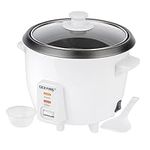 Geepas Rice Cooker, 0.6L | Electric Rice Cooker with Keep Warm Function, Automatic Cooking, Non-Stick Inner Pot | Includes Measuring Cup, Spatula & Glass Lid | 300W, 2 Year Warranty