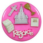 First Holy Communion Church Cross Religion Silicone Mould Mold for Cake Decorating Cake Cupcake Toppers Icing Sugarcraft Tool by Fairie Blessings