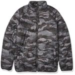 URBAN REPUBLIC Boys Nylon Bomber Jacket, Charcoal Camo, 7 UK