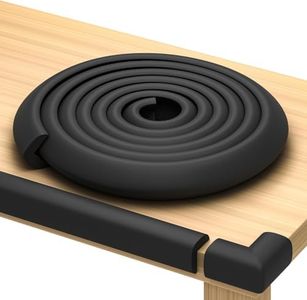 Baby Proof Corners & 15ft Edges with Furniture Corner & Edge Safety Bumpers, Impact-Absorbent Bumper & 4 Foam Corner Protectors, Cushy, Thick, Odorless Table Edge Protectors for Baby, Child | Black