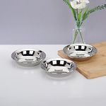 Sumeet Stainless Steel Heavy Gauge Multi Utility Serving Plates with Mirror Finish 14.5cm Dia - Set of 3pc, Silver