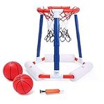 EagleStone Pool Basketball Game Toys for Swimming Pool, Floating Basketball Hoop Includes Hoop, 2 Pool Balls and Pump, Inflatable Basketball Hoop Water Basketball Game Pool Toys for Kids and Adults