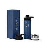 IRON °FLASK Camping & Hiking Hydration Flask, Wide Mouth, 3 Spout Lids, Stainless Steel Outdoor Water Bottle, Double Walled, Insulated Thermos, Metal Canteen - Twilight Blue, 18 Oz