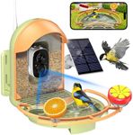 Bird Feeder with Camera, 2K HD Camera Birds Feeder with Bath Wireless Outdoor, Solar Powered Bird Watching with APP Control, Night Vision, Motion Detection Alerts, IP66 Birdfeeder for Backyard, Green