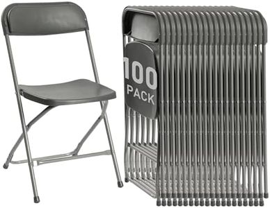 susici 100 Pack Plastic Folding Chairs, Portable Party Chairs, Stackable Commercial Seats with Steel Frame for Home Office Wedding Party Indoor Outdoor Events Chairs, 350lbs Capacity,Gray