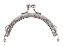 Tia Round Metal Frame, Kiss Metal Clasp for DIY Purse Bag Fashion, Clutch Bags Making and Replacement Accessories (Silver Round Metal Frame-5Inch-1Pc)