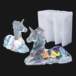 iSuperb Resin Mold 3D Unicorn Animal Silicone Ornament Art Mold UV Epoxy Resin Casting Molds for DIY Decorations Crafts (Transparent)