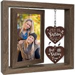 JCHCAMRY Sister Gifts Rotating Floating Wooden Picture Frame,Sister Birthday Christmas Graduation Gifts Personalized Photo Frames for Sister in Law, BFF, Friends,Sister Picture Frame Fits 4x6 In Photo