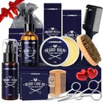 Beard Care Kit for Men, Father’s Day Gifts, LIONMANE Beard Grooming Kit-Beard Balm,Beard Wash & Oil,Comb, Brush,Scissors,Hair Thinning Comb, Anniversary Birthday Gifts for Him/Husband/Boyfriend/Dad