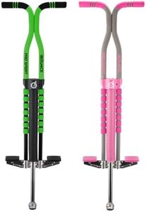 New Bounce Pogo Stick for Kids – Pro Sport Pogo Sticks with Foam Grips – Beginner & Advanced Riders – Durable Outdoor Active Toy for Boys & Girls – Green & Pink Set