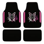 CAR PASS Universal Fit Car Floor Mats Butterfly Flower for Women Girls Car Truck SUV Van's(Black and Pink)