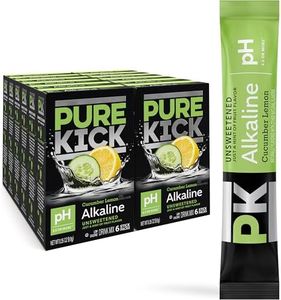Pure Kick Alkaline Singles to Go! Powdered Drink Mix, Unsweetened with a Hint of Flavor - Cucumber Lemon, Includes 12 Boxes with 6 Packets in each Box, 72 Total Packets