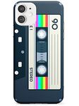 Retro Cassette Tape - Rainbow Slim Phone Case for iPhone 12 Mini TPU Protective Light Strong Cover with Mixtape Vintage Music Old School 80S