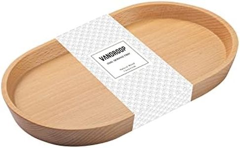 Vandroop Wooden Mini Serving Tray for Parties, Tea&Coffee Table Tray, Small Oval Wood Plate for Fruit&Snacks, Decorative Tray for Jewellery Key Coin, Tray for Bathroom (Beech Wood, 7.8”×4.66”)
