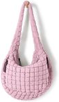 ODODOS Quilted Carryall Tote Bag for Women Crossbody Large Hobo Lightweight Padding Shoulder Bag, Fragrant Lilac