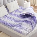 3 Inches Queen Mattress Topper, 7-Zone Egg Crate Foam Mattress Topper Queen Size for Back Pain, Lavender Cooling Gel Infused Mattress Pad for Comfort Sleeep