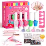 BUNNY BUBBLES Kids Nail Polish Set for Girls, Nails Art Kit Makeup Toy with Nail Stickers Nail File Glitter for Kids Ages 7-12 Years Old Parties Birthday Gifts