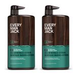 Every Man Jack Sea Minerals + Citron Mens 3-in-1 All Over Wash for All Skin and Hair Types - Notes of Sea Mineral, Bergamot, Citrus - Cleanse, Nourish, and Protect Your Skin and Hair with Naturally Derived Soy Proteins, Aloe, Glycerin - 2 Bottles