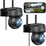 2Pack Camera Surveillance Exterieur - Security Camera Outdoor Wired 2.4G WiFi Outside Camera for Home PTZ Plug in Outlet Camera IP Video Camera Outdoor Smart House Cam Motion Tracking Alarm Black