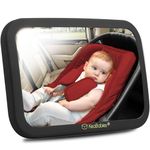 KeaBabies Large Shatterproof Baby Car Mirror - Safety Baby Car Seat Mirror - Baby Car Mirror for Back Seat Rear Facing Infant - Carseat Mirrors - Fully Assembled Baby Mirror For Car (Matte Black)